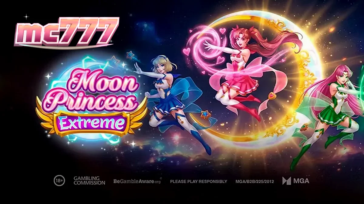 Tampilan visual grid 5x5 dalam game slot Moon Princess Extreme dengan elemen magis yang cerah.